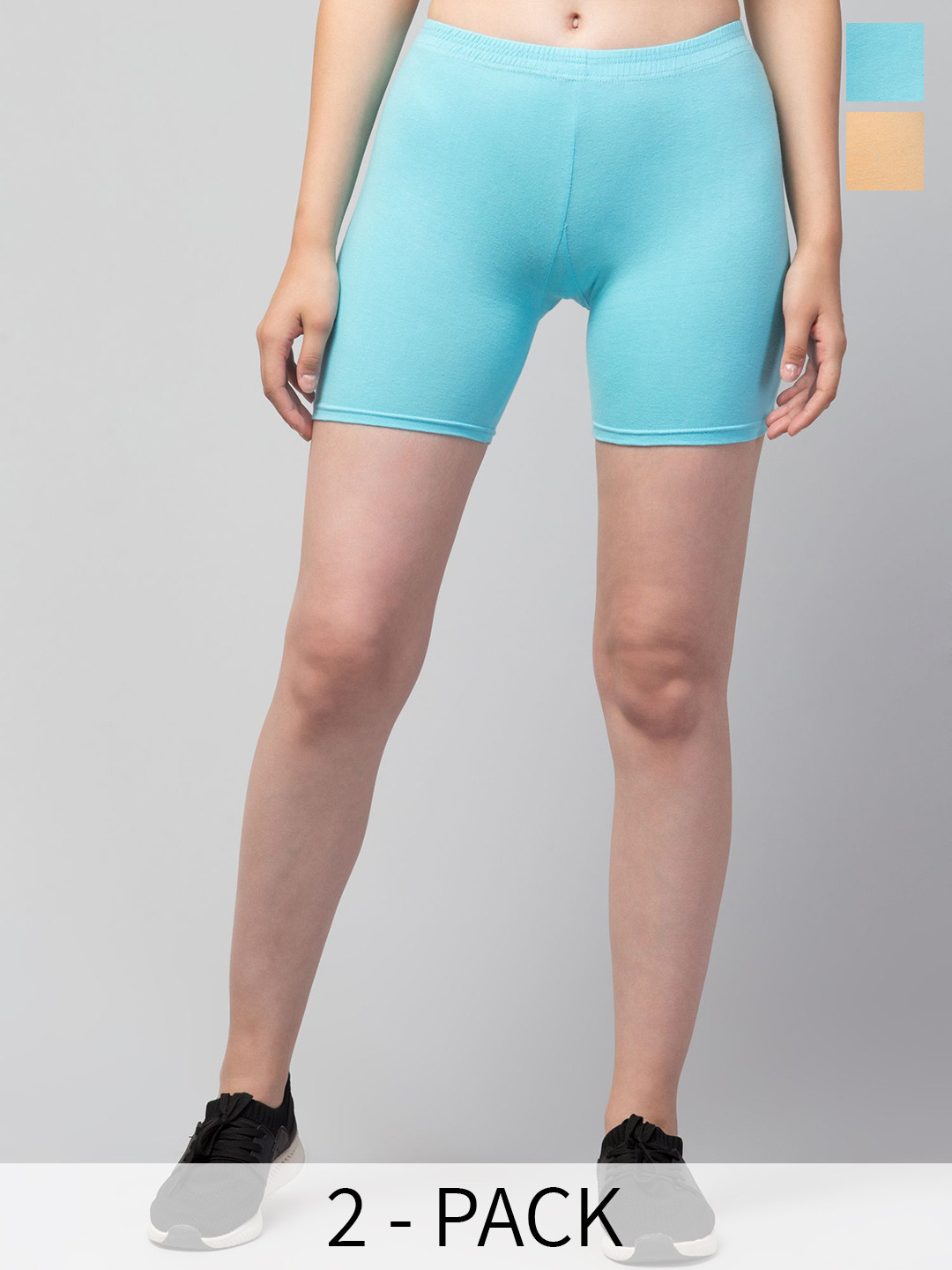 CKARFE Women Pack Of 2 Skinny Fit Shorts