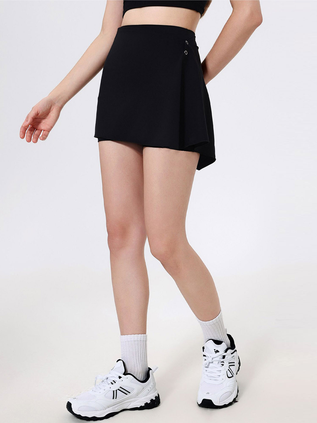 LULU & SKY Women Black Wrap Mini Skirts