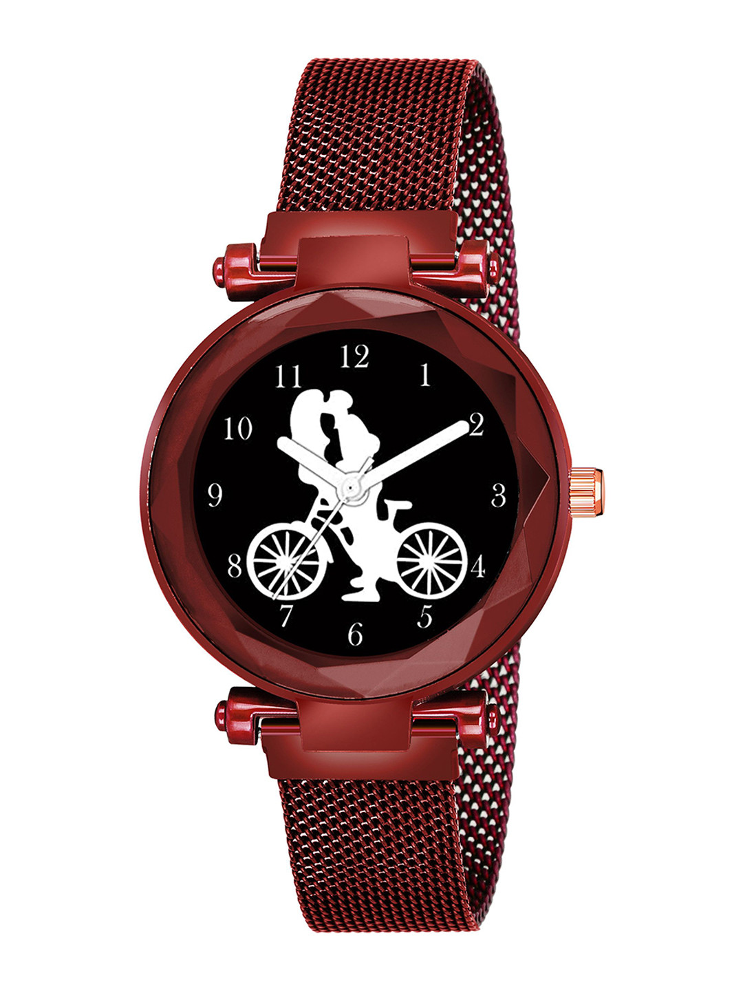 CSAMON Women Printed Dial & Bracelet Style Straps Analogue Watch GR 379RED Cycle M