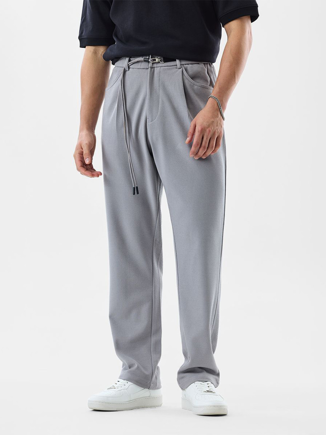 Snitch Baggy Self Design Wide Leg Trousers