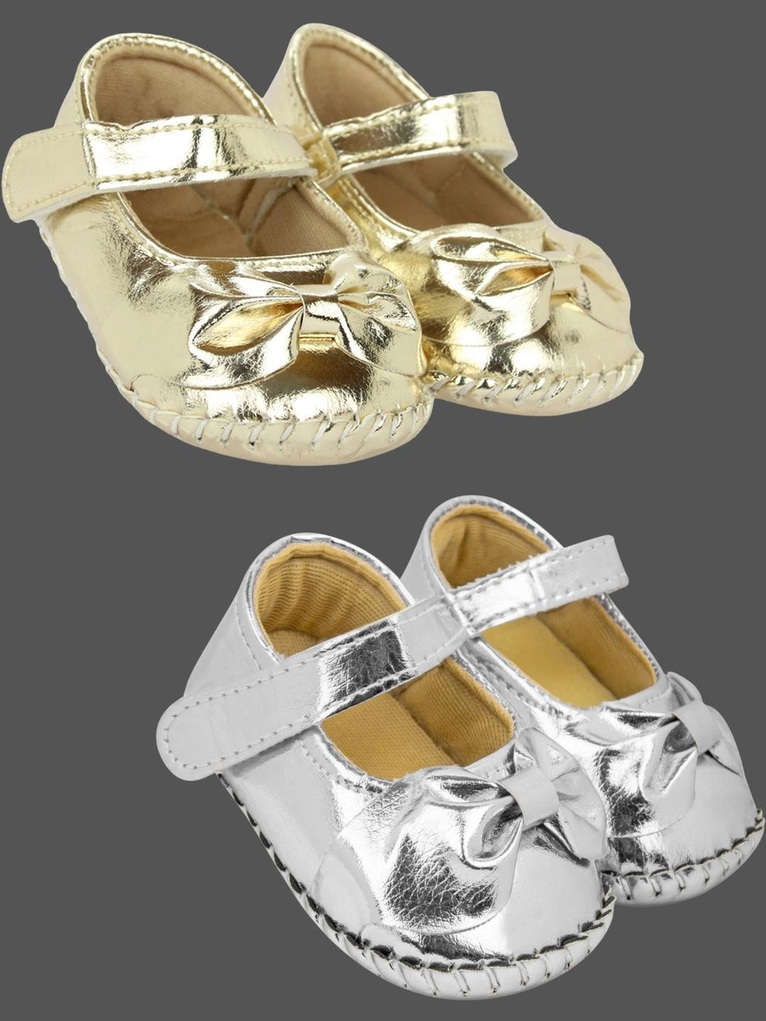 NESKA MODA Set of 2 Pair Synthetic Leather Floral Baby Sandal Booties