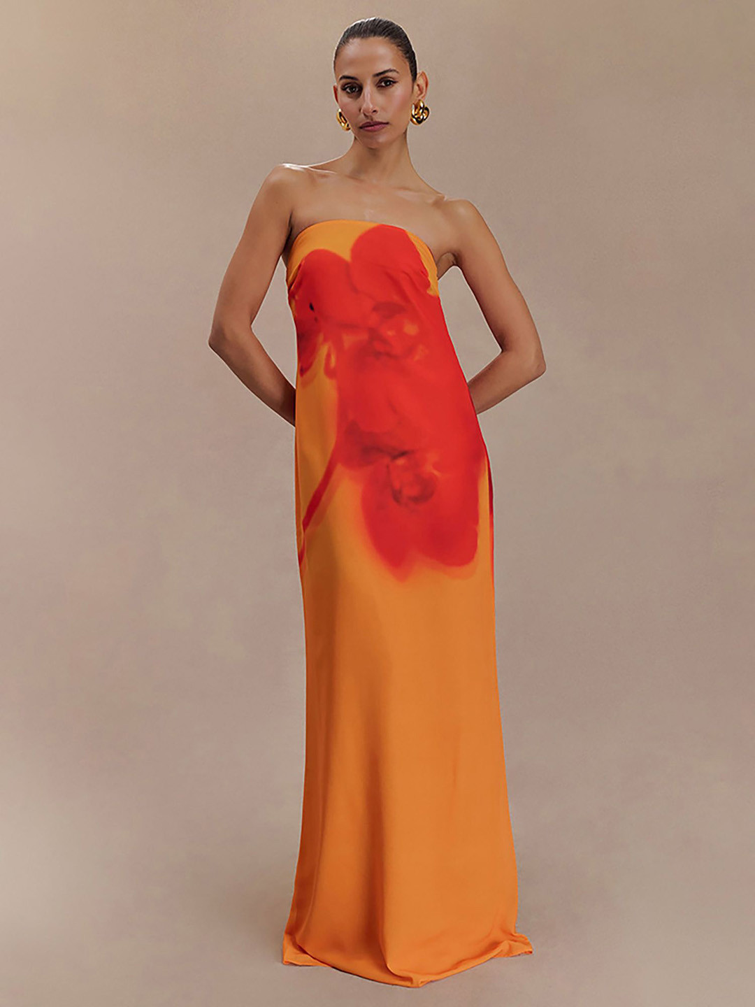 bebe Abstract Print Strapless Bandeau Dress