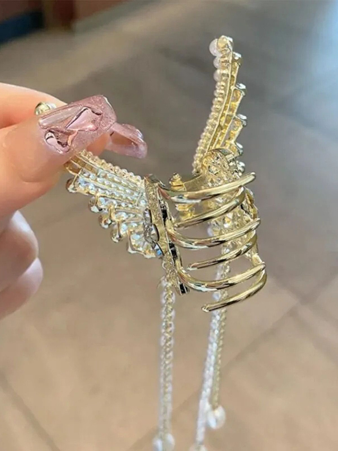 PolluxCraft Women Embellished Metal Fashion Claw Clip