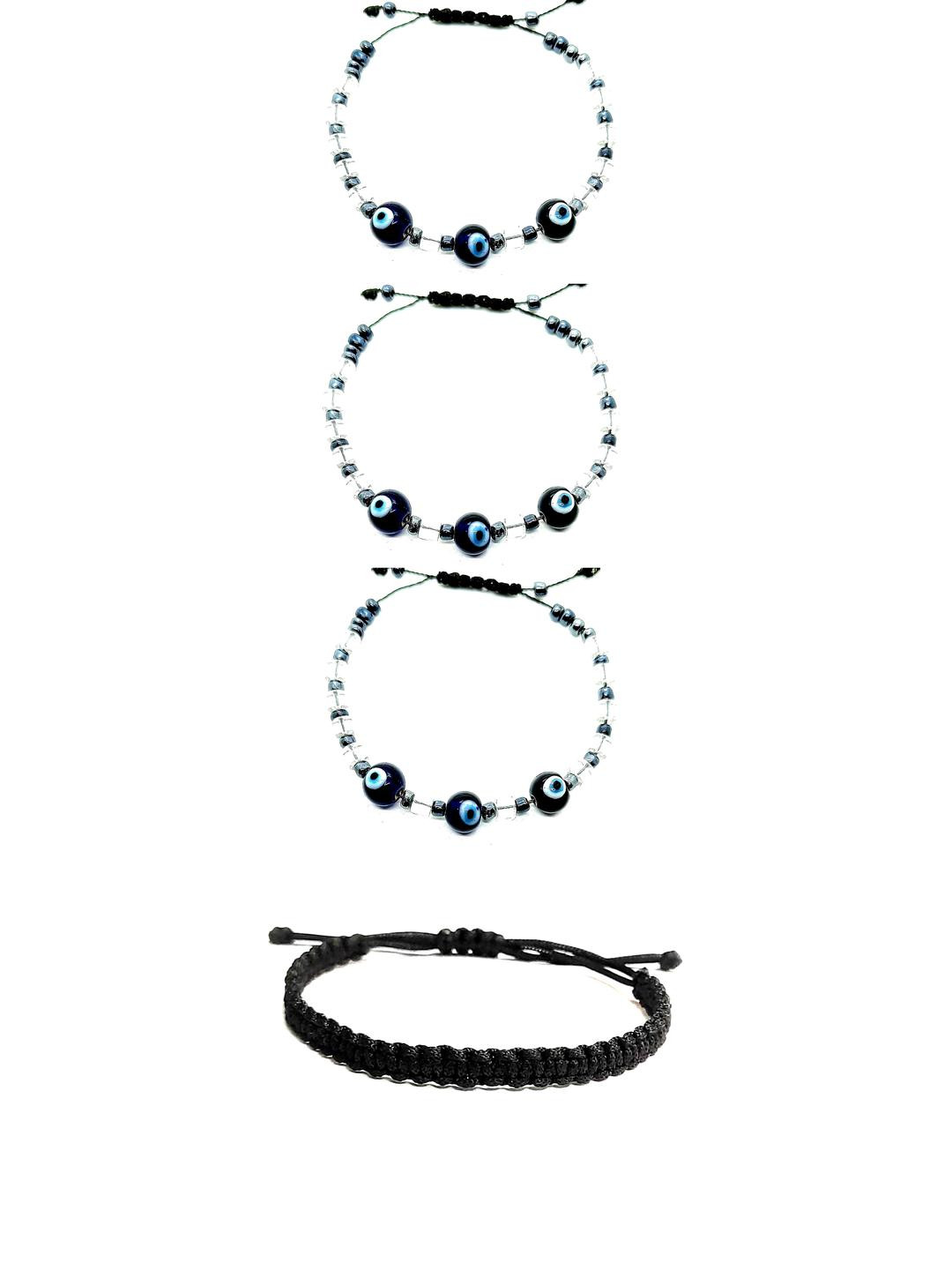 Dynamic Retail Global Unisex 4 Peice Evil-Eye Charm Drawstring Bracelets
