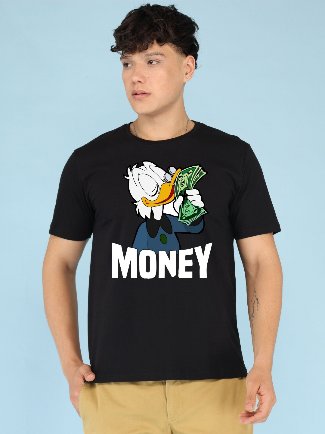 BRAWNY BATTLER Men Donald Duck Graphic Printed Round Neck Cotton T-shirt