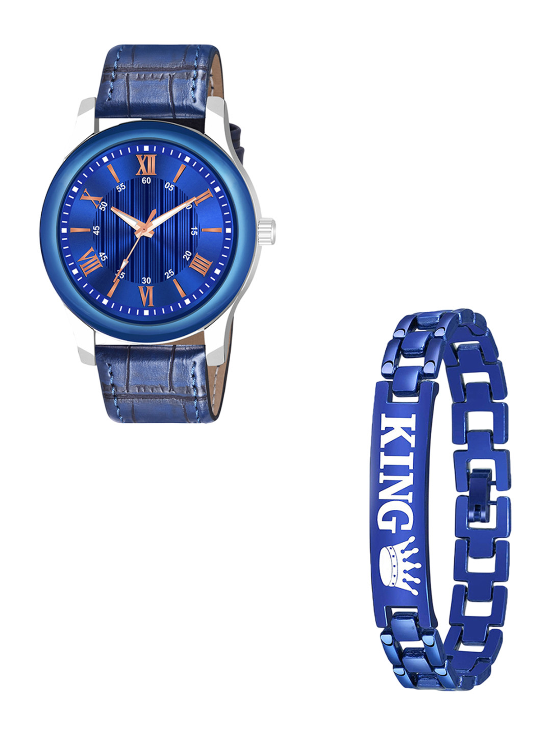 CSAMON Men 2Pc Bracelet Style Straps Analogue Watch B9050 BLU1016 Aeviyo S L K Bracelet