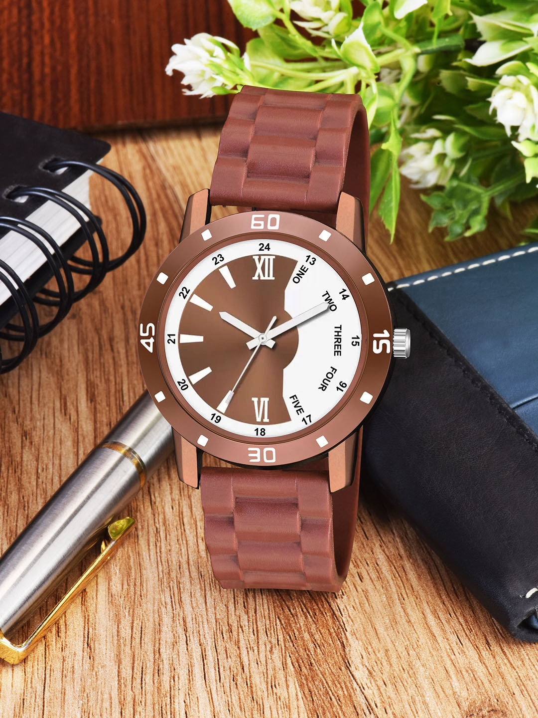 CSAMON Men Dial & Straps Watch Aeviyo 1002BRO D NEW PU