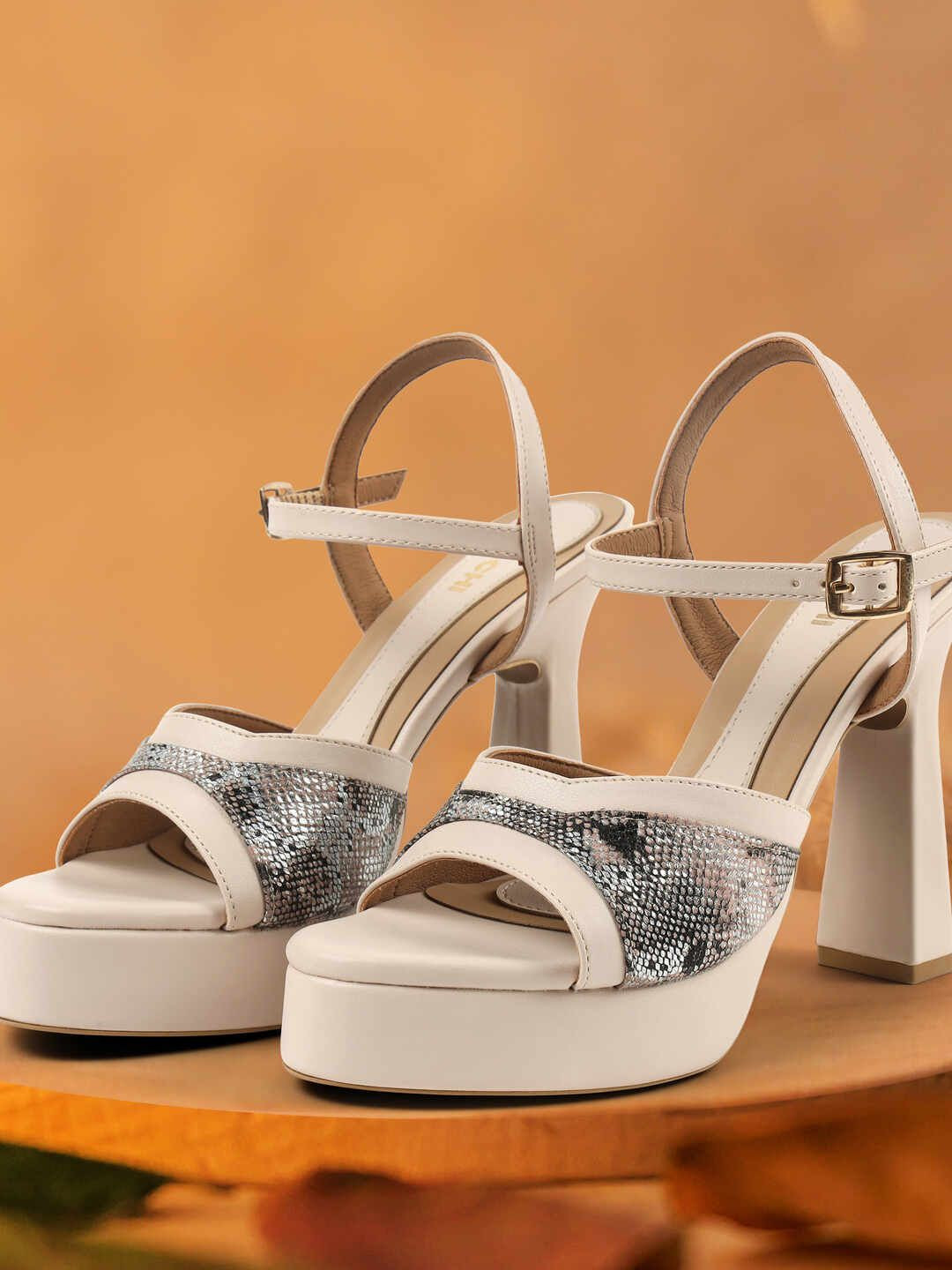 Mochi Women Animal Skin Print Block Heel Sandals