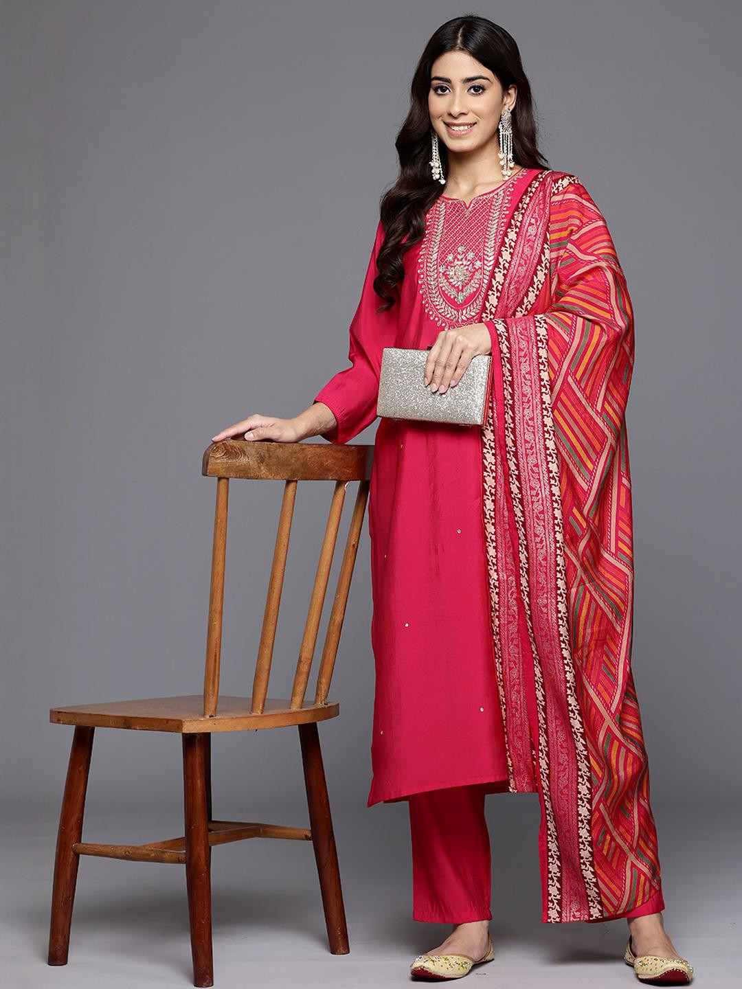 KSUT Pink Silk Blend Kurta Sets