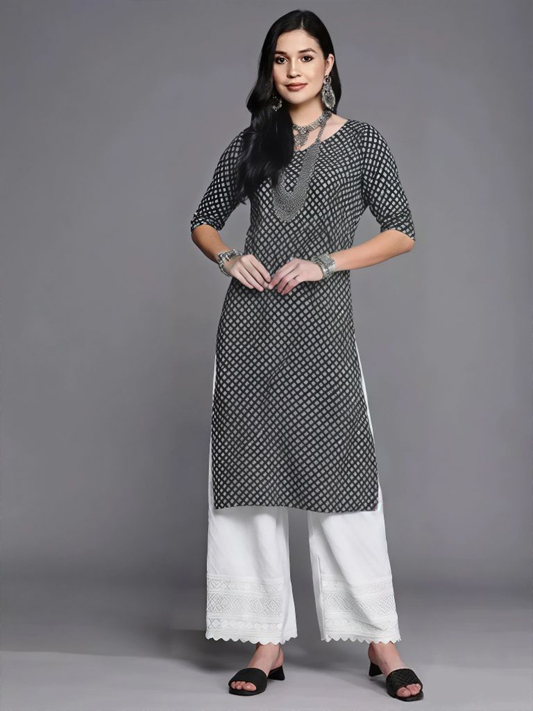 Anouk Rustic Printed Round Neck Kurta