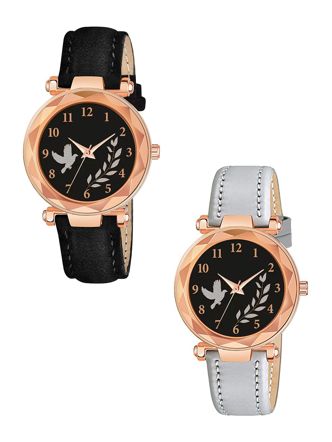 CSAMON Women Dial & Straps Analogue Watch GR379RG BIRD BLK Vel GREY L