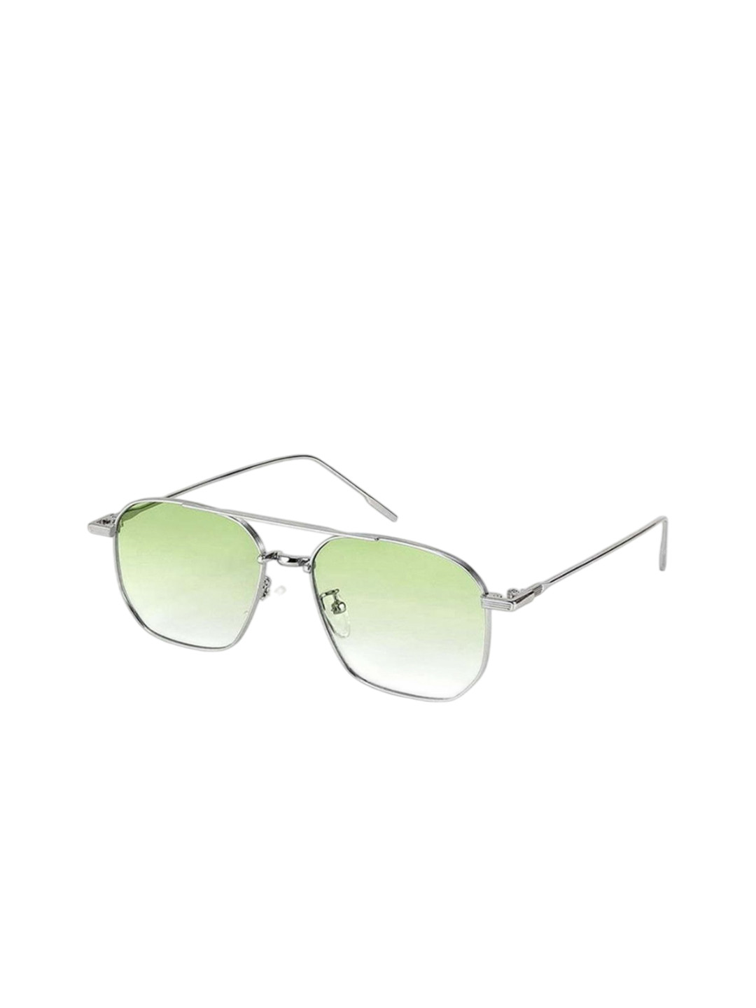 Eyedens Unisex Green Lens & Silver-Toned Round Sunglasses Royal_Metl_Silvr-Green