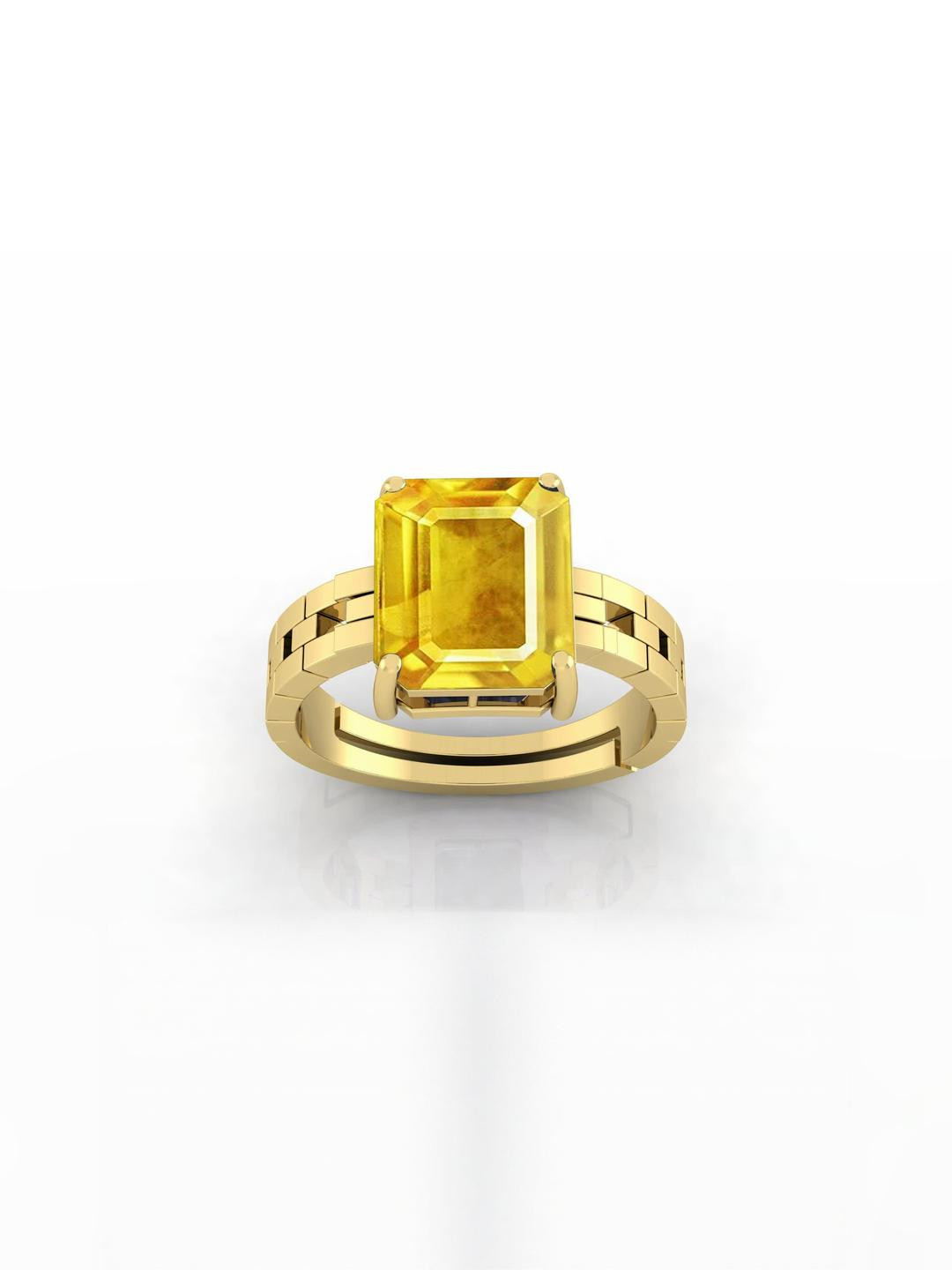 14.25 Ratti Unheated Untreatet A+ Quality Natural Yellow Sapphire Pukhraj Gemstone Ring