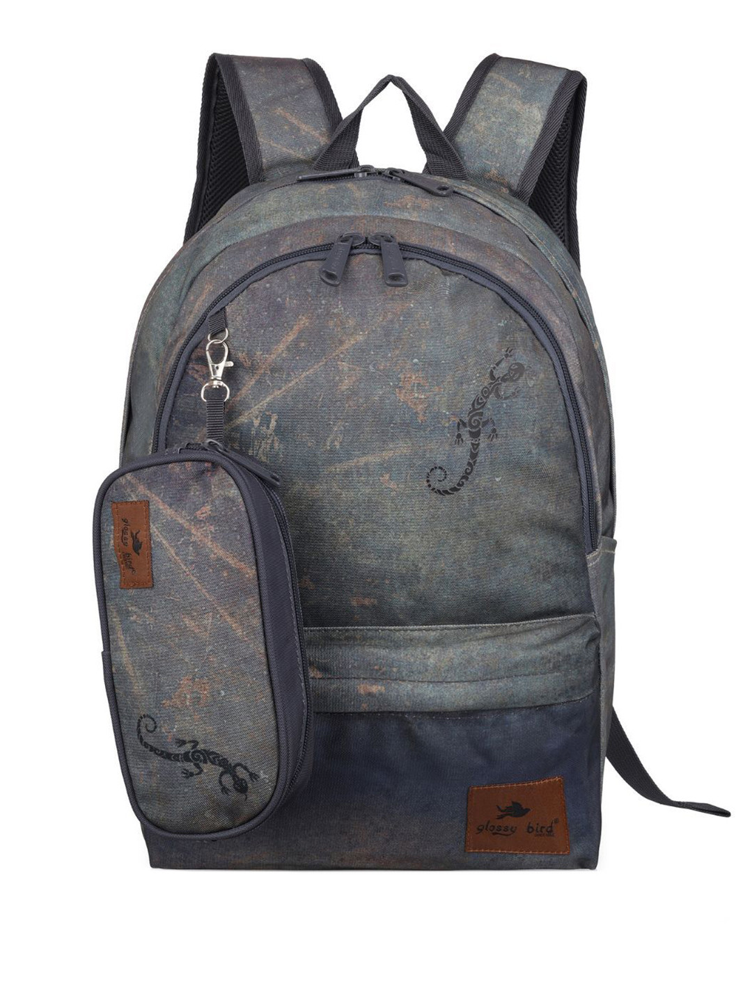 ECHOBOOMERS Unisex Grey Backpack with Pouch