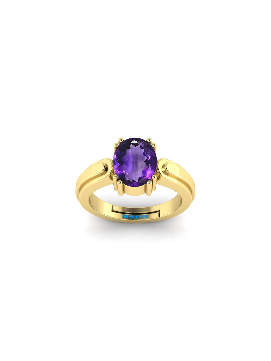 7.25 Ratti Unisex Purple Color Gold-Plated Amethyst Stones Adjustable Finger Ring