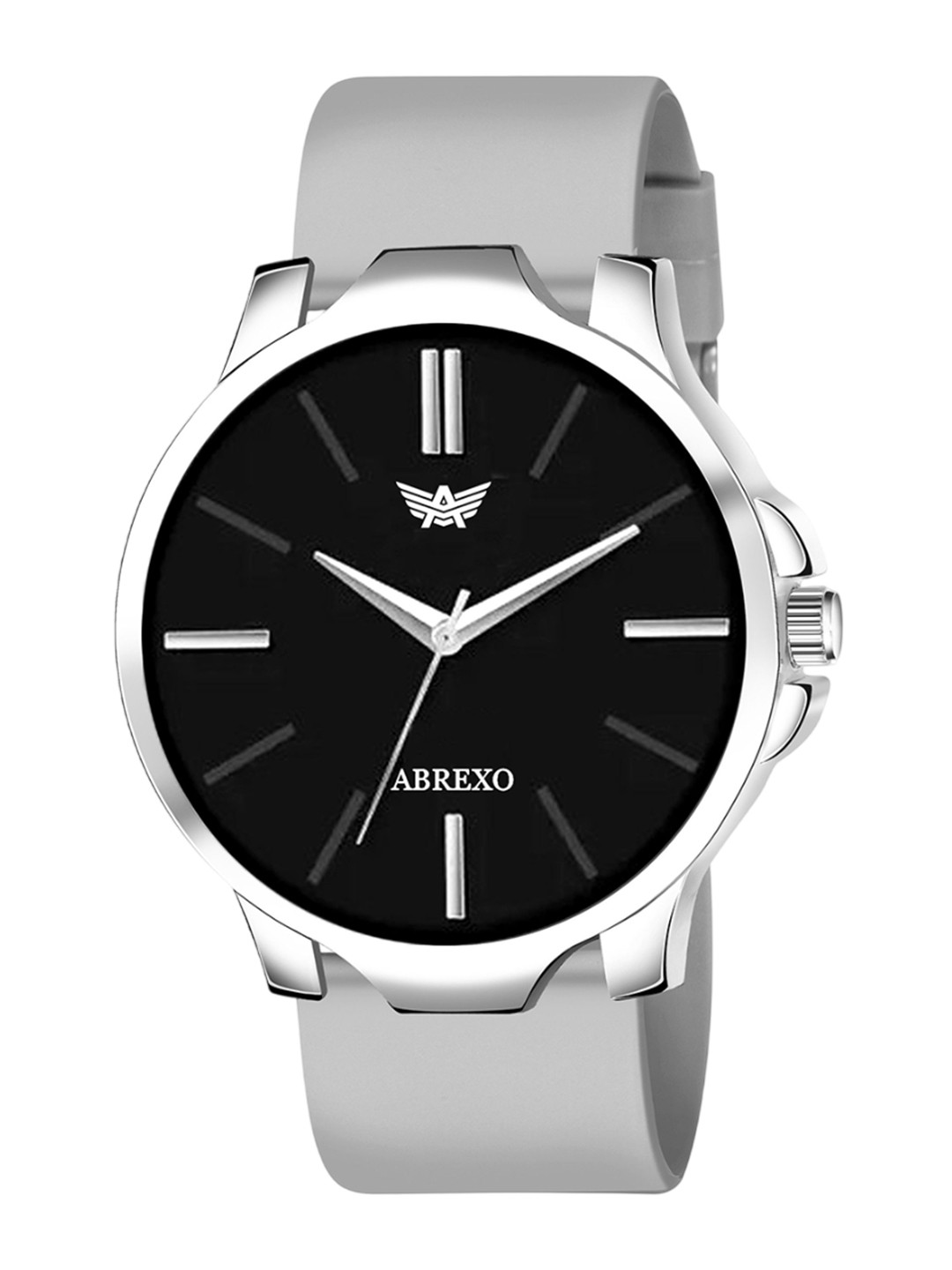 Abrexo Men Analogue Watch Abx9100-Silver Black Dial Grey Strap Watch