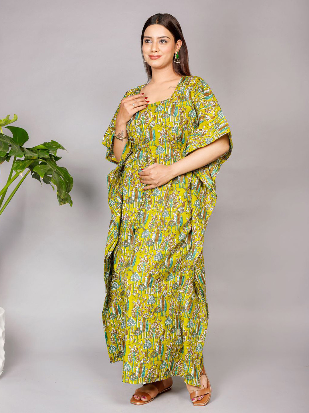 MOTHERHOOD BY SNEHAL Tropical Print Maternity Kaftan Maxi Dress