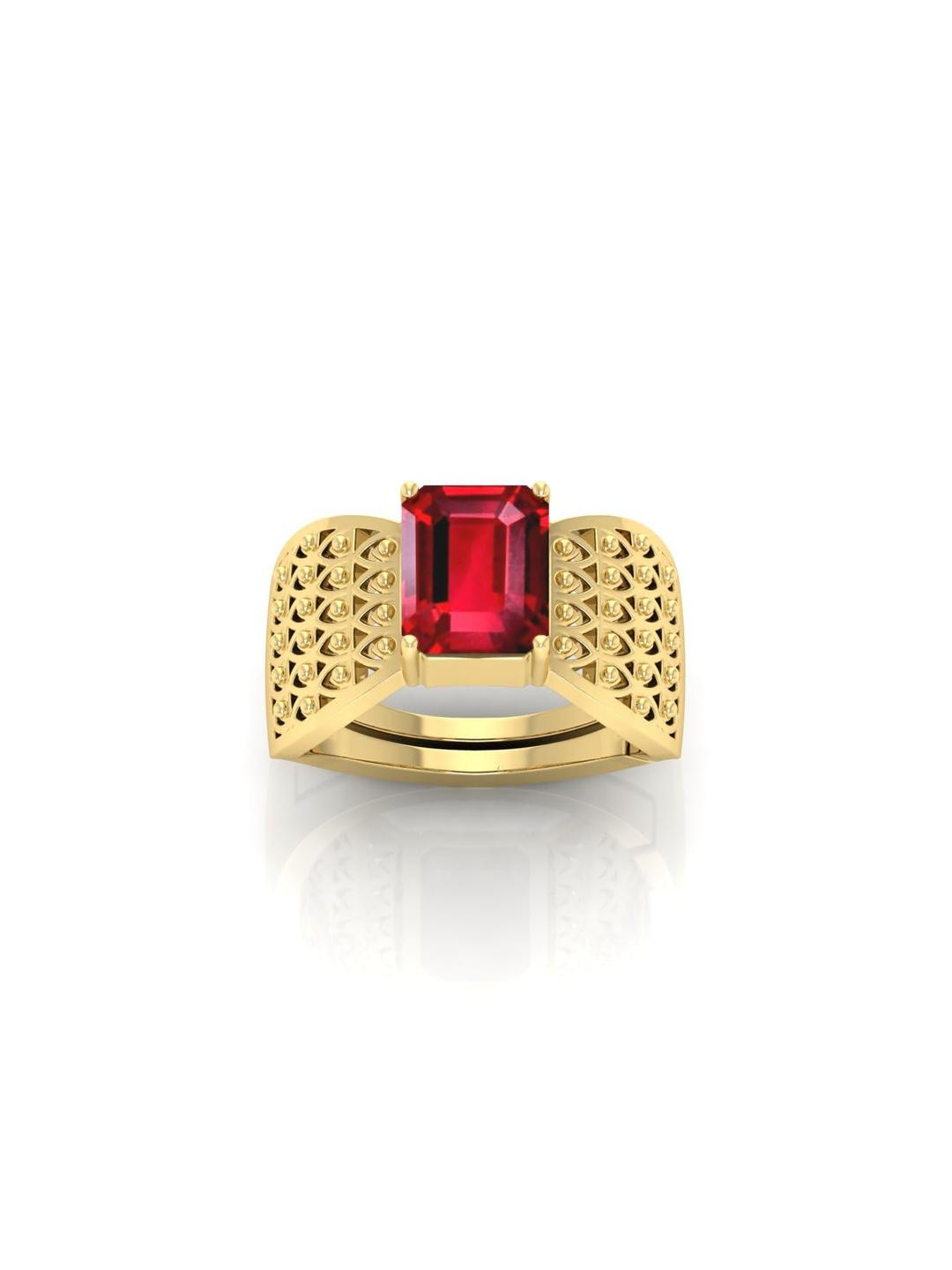 14.25 Ratti Natural Lab Certified Ruby Manikya Gemstone Ring With Lab Certificate