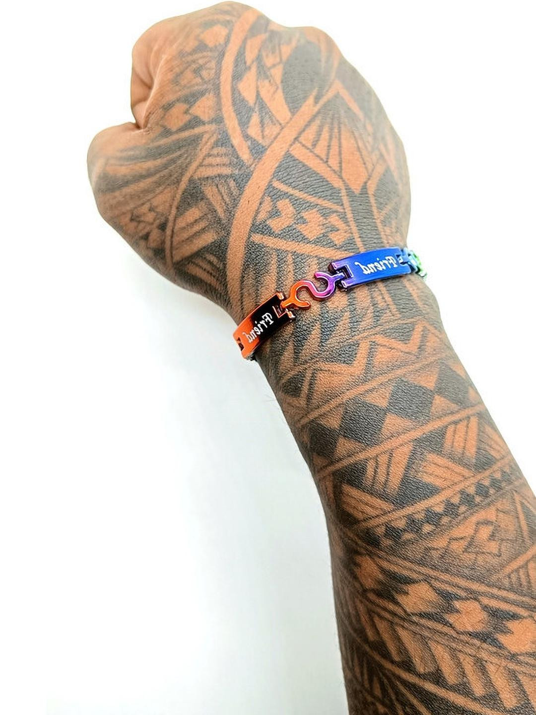 Dynamic Retail Global Unisex Set Of 4 Multi Stainless Steel Ethnic Link Bracelet