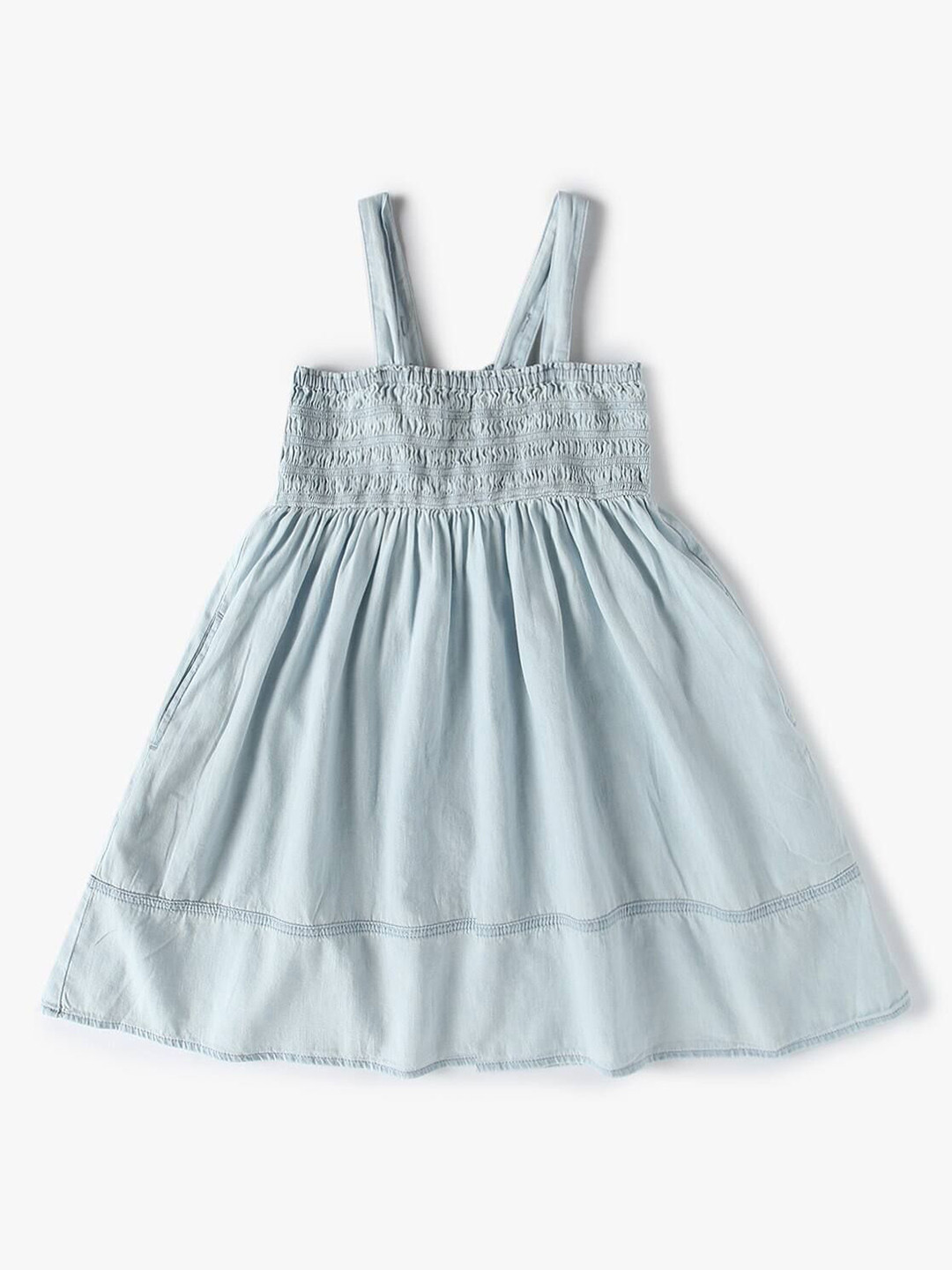 GAP Girls Shirred Square Neck Denim Dress