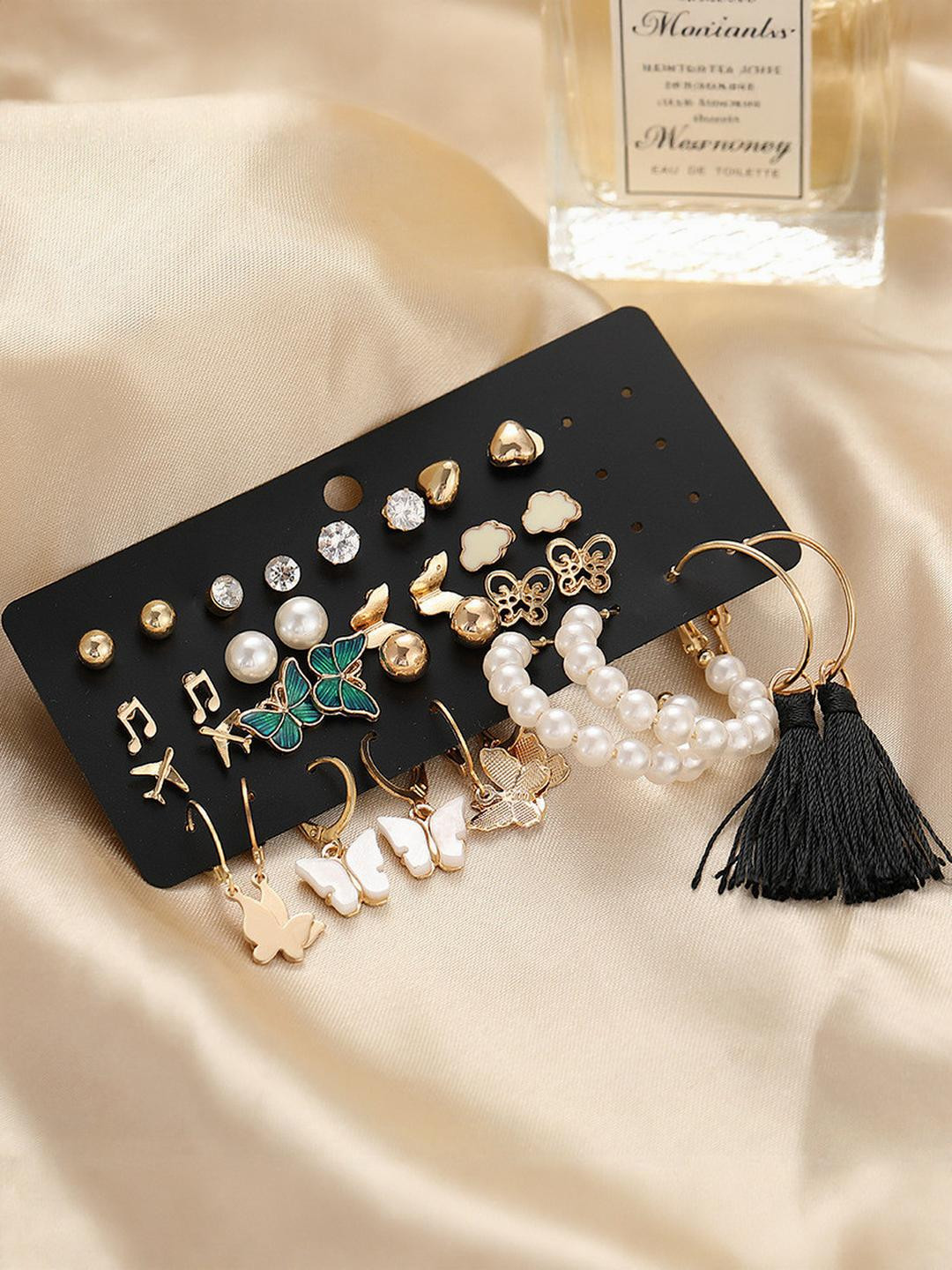 TheVineGirl Combo of 17 Quirky Design Earrings for Gold Plated and Stone Studded Earrings