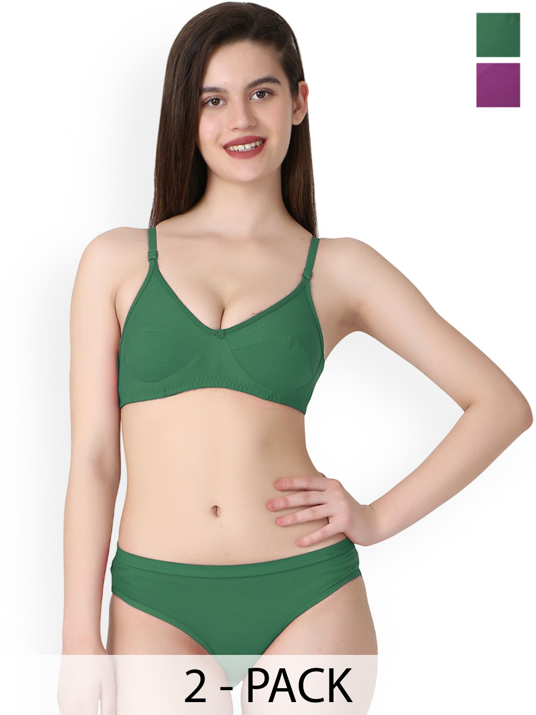 Samvar Pack Of 2 Non Padded Lingerie Set A-Ruchi-Sett_Pu,G