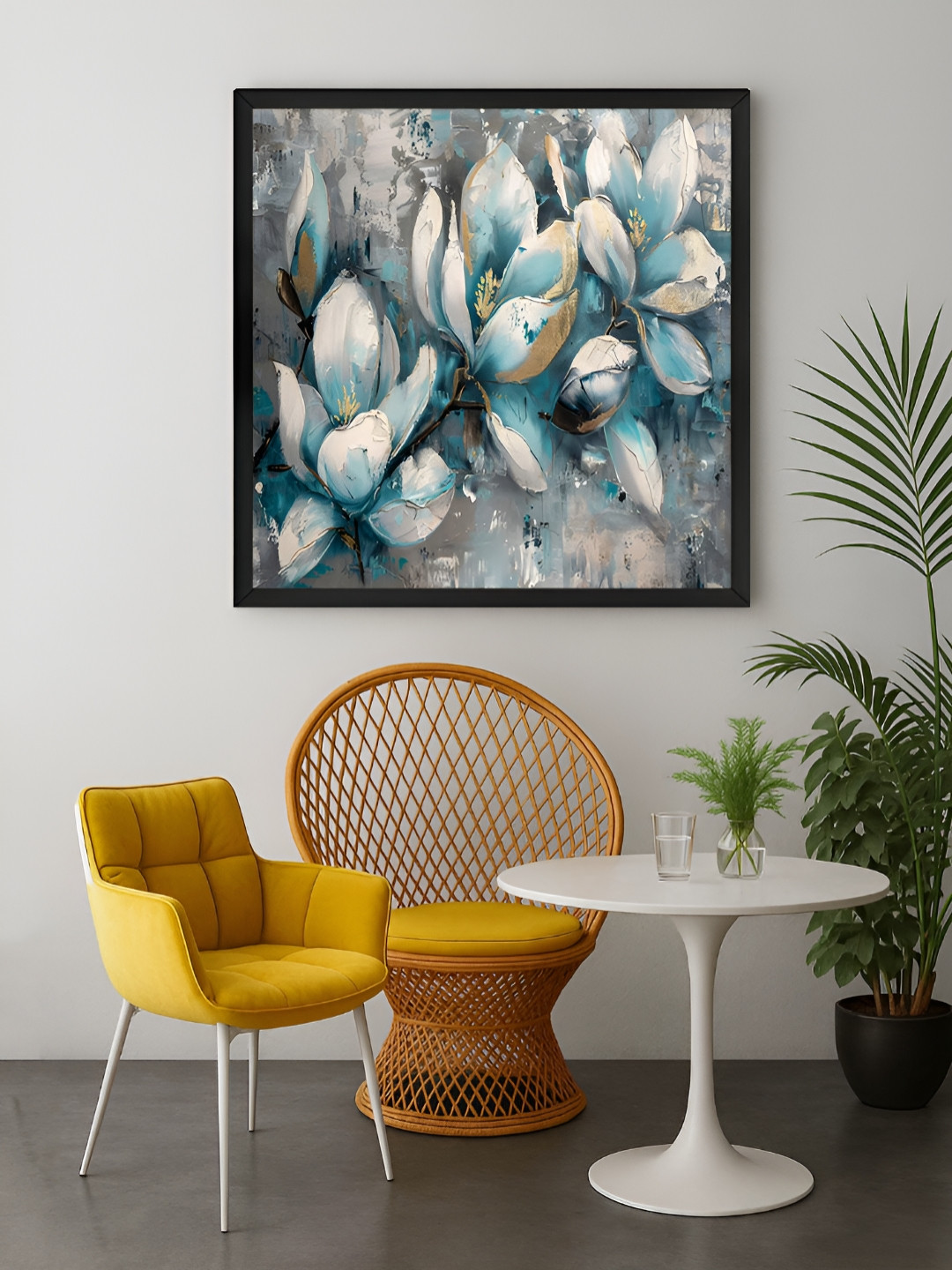999Store Green & Off White Blossoming Flowers Canvas Wall Art