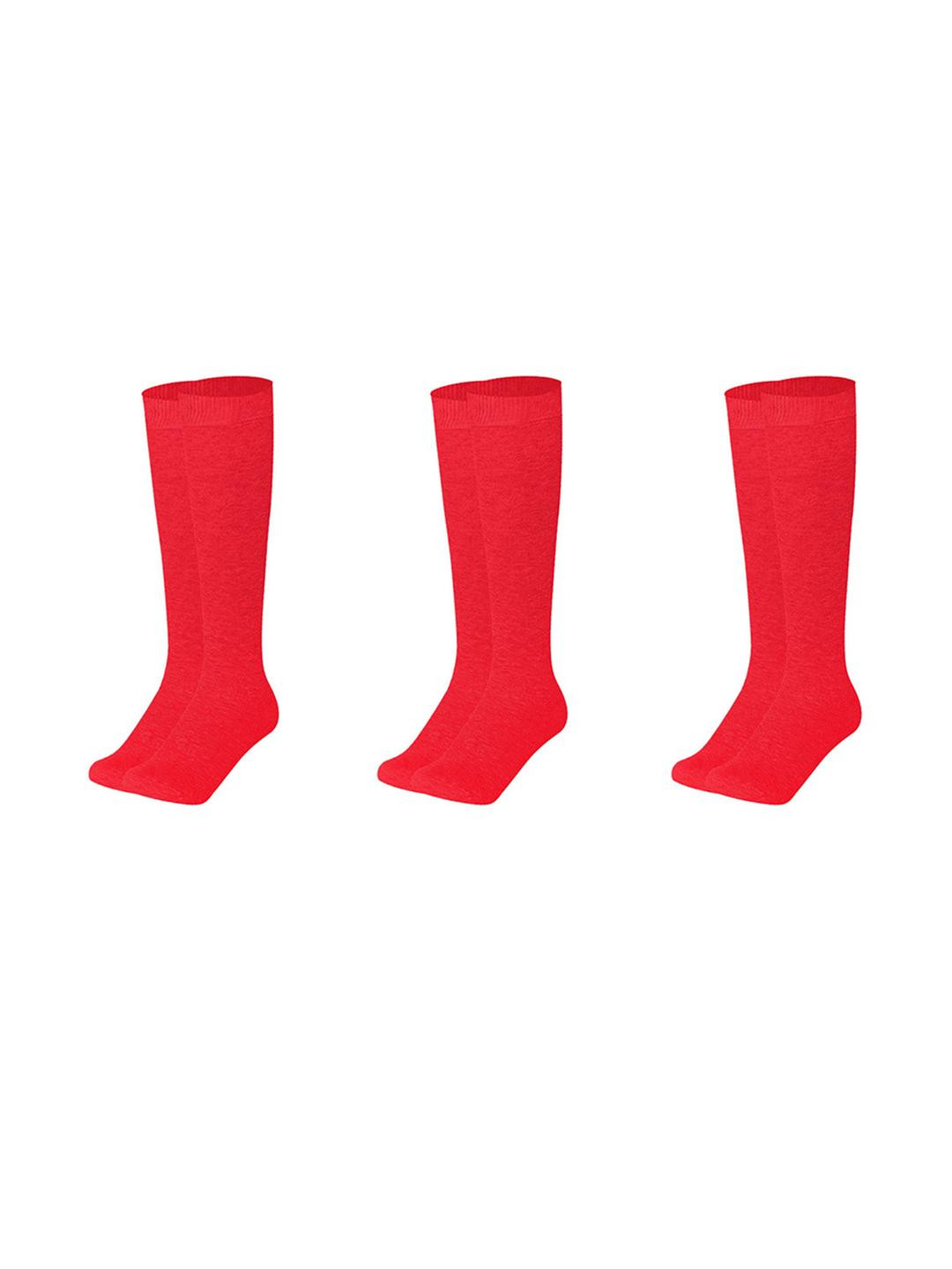 MUKHAKSH Kids 3 Pairs Lycra Red Knee Length Socks