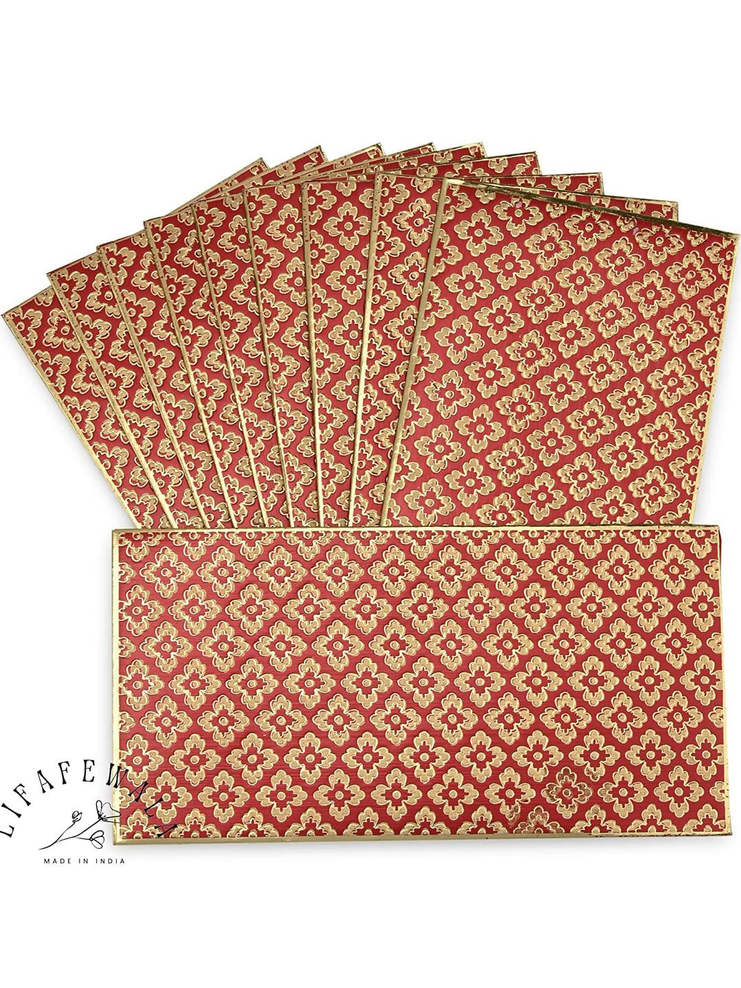 LIFAFEWALA Set of 10 Maroon Money Envelope