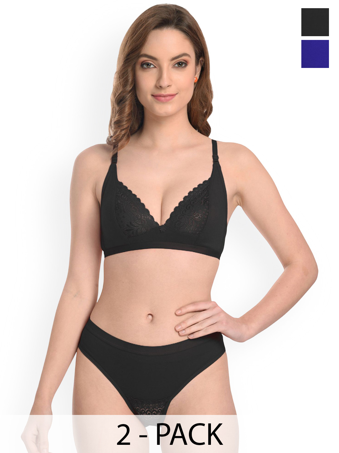 Samvar Pack Of 2 Non Padded Lingerie Sets A-Yani Set_B,Bl