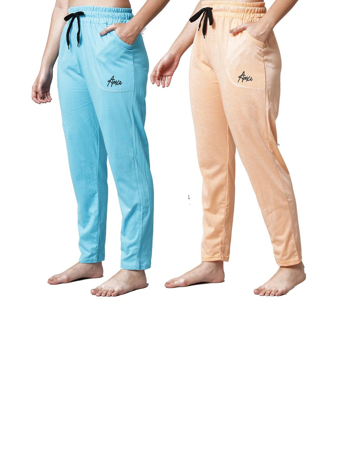 FIT N FAME Pack of 2 Women Turquoise Blue Cotton Relax Fit Pyjama