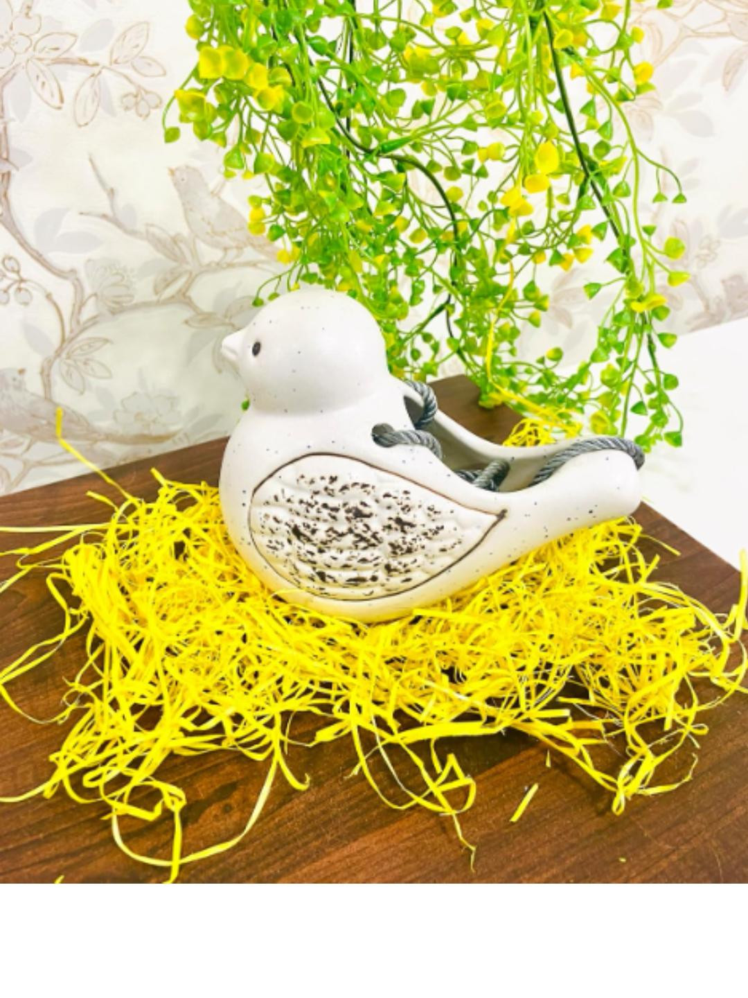 Altaica Bird Ceramic Floral Glossy Hanging Hall Wall Hangings-7.1In