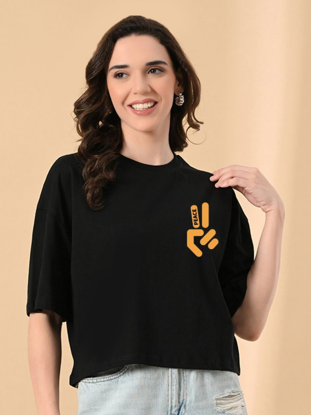 OWL MINK Women Printed Pure Cotton T-shirt