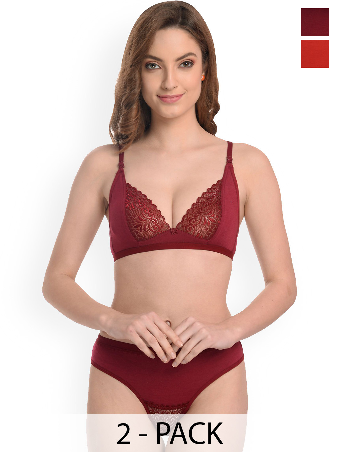 Samvar Pack Of 2 Non Padded Lingerie Sets B-Yani Set_R,M