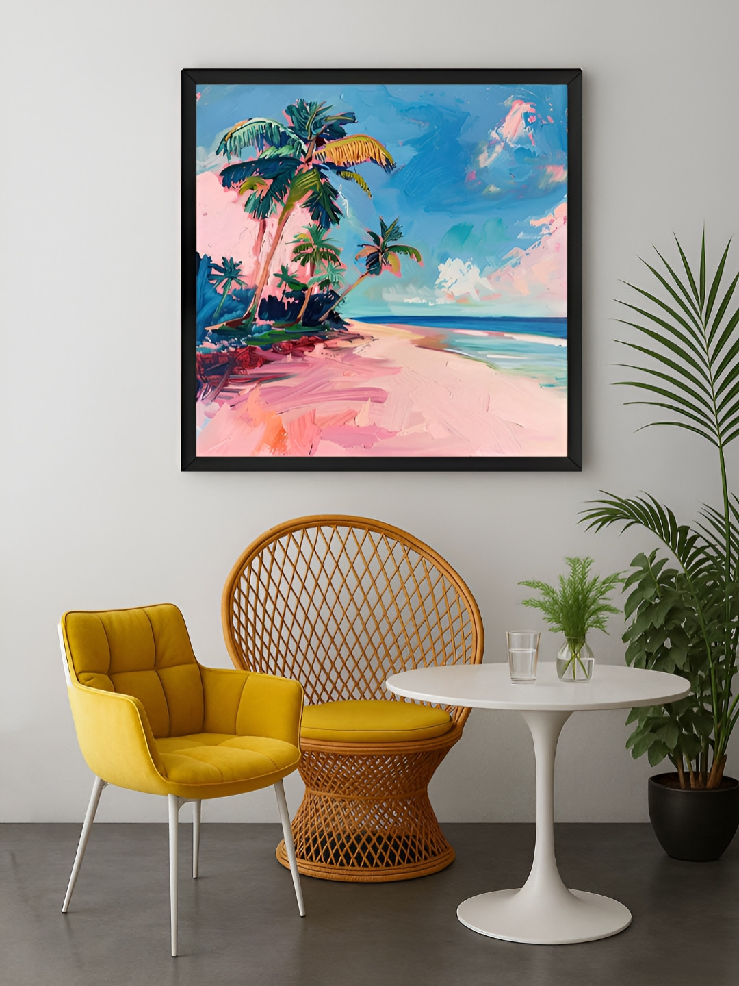 999Store Blue & Pink Beach Scene Canvas Wall Art