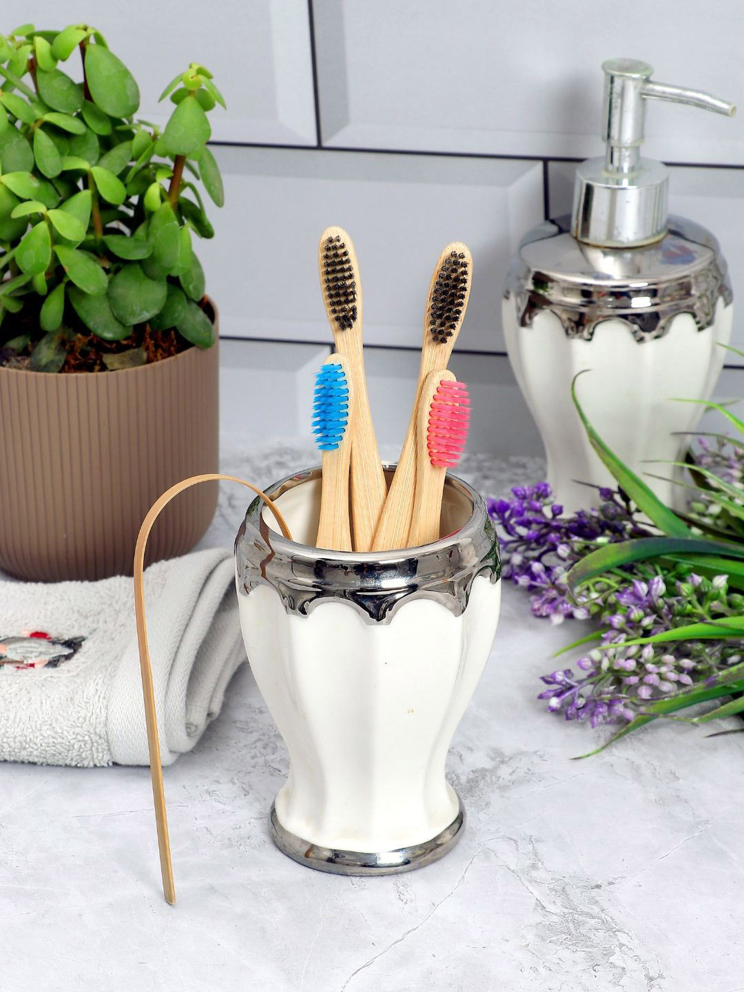 Kind of Earthy Set Of 4 Soft Charcoal Bristles Toothbrush