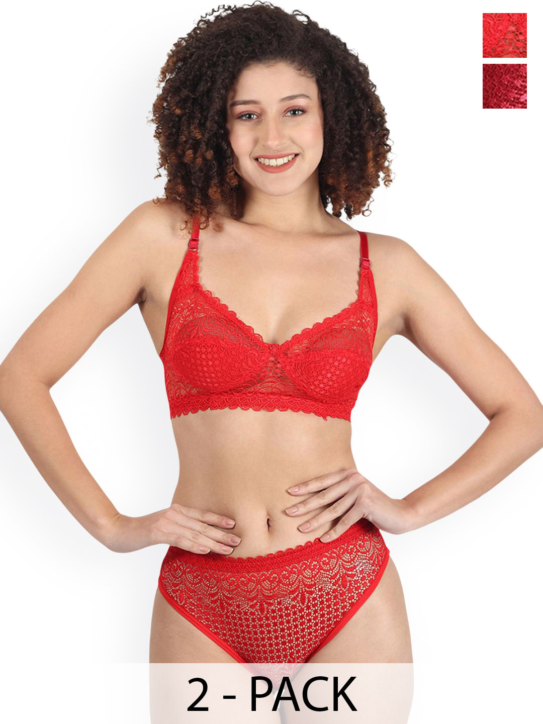Samvar Pack Of 2  Non-Padded Lingerie Sets A-Rain-Set_R,M