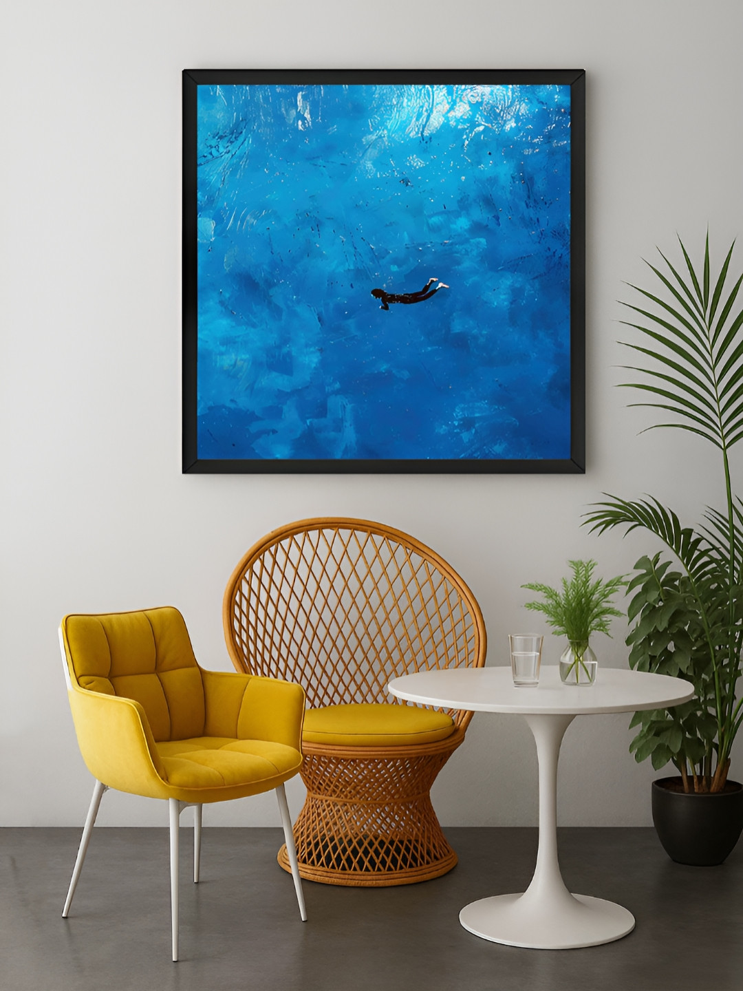 999Store Blue & Green Diver Ocean Canvas Wall Art