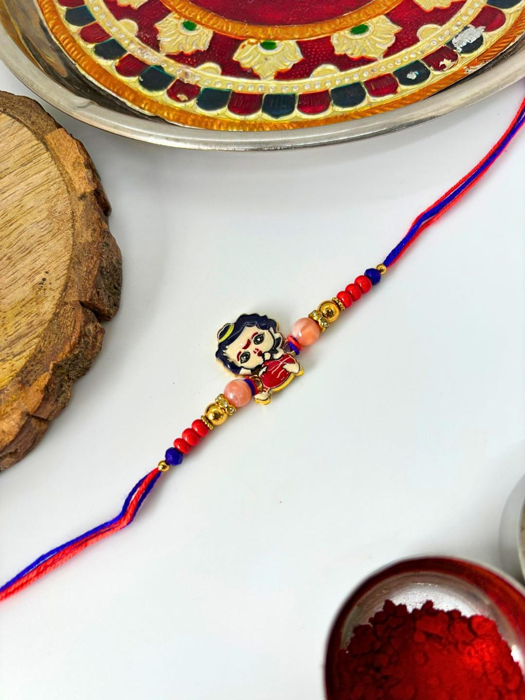Cute Bal Gopal Rakhi for Kids Traditional Krishna Handmade Rakhi for Kids and Brother