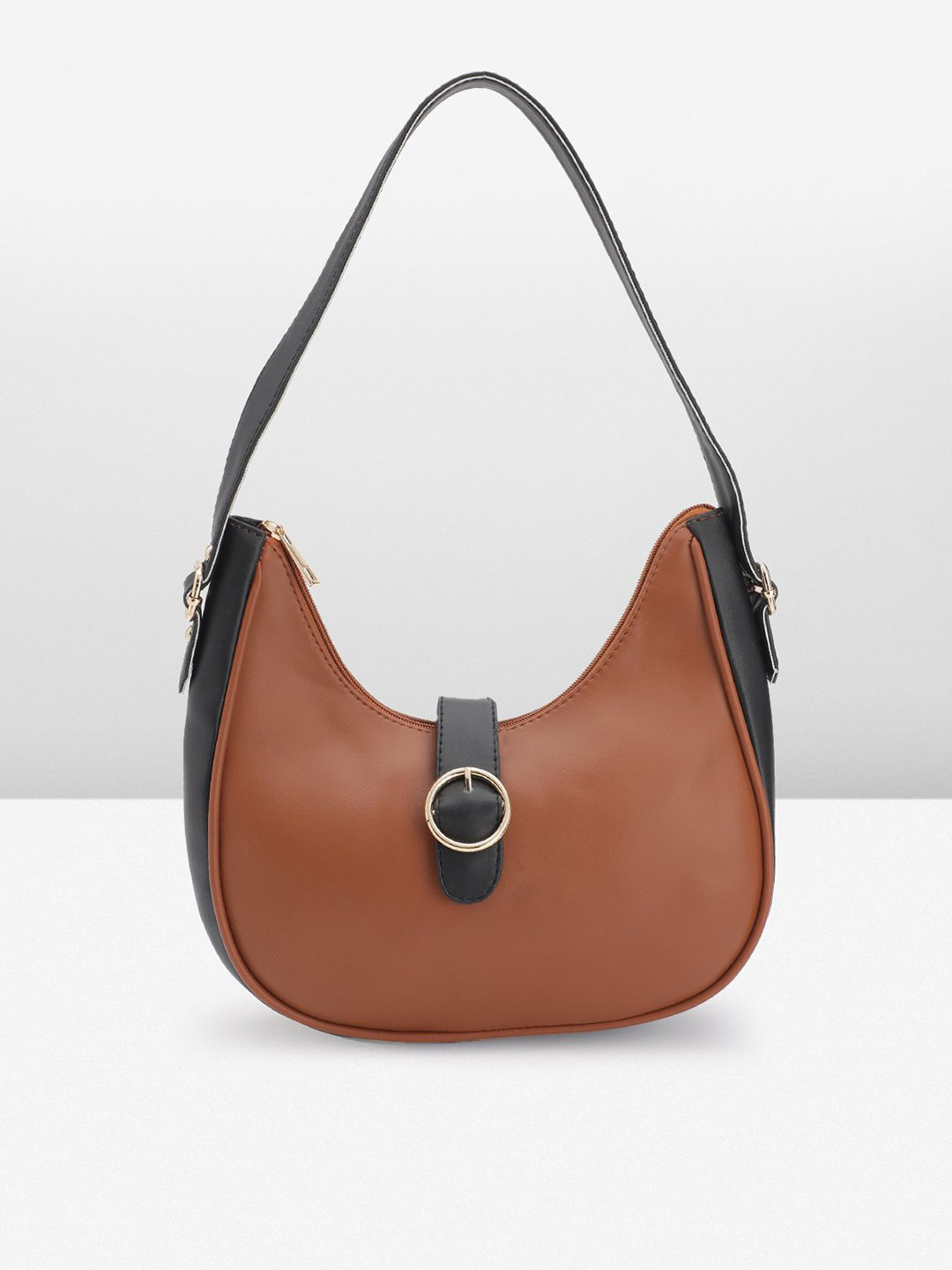 FABBHUE Colourblocked Non-Detachable Sling Strap Swagger Hobo Bag