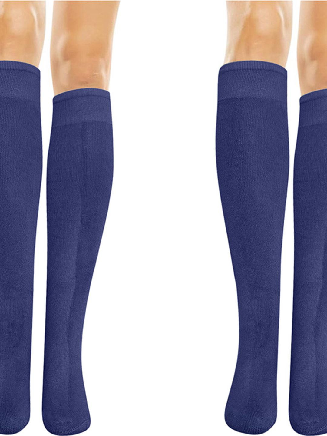 MUKHAKSH Kids 2 Pairs Navy Blue Knee Length Socks