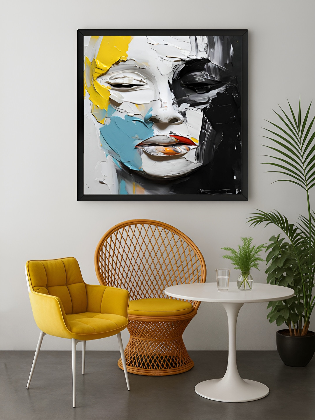 999Store White & Black Abstract Face Canvas Wall Art