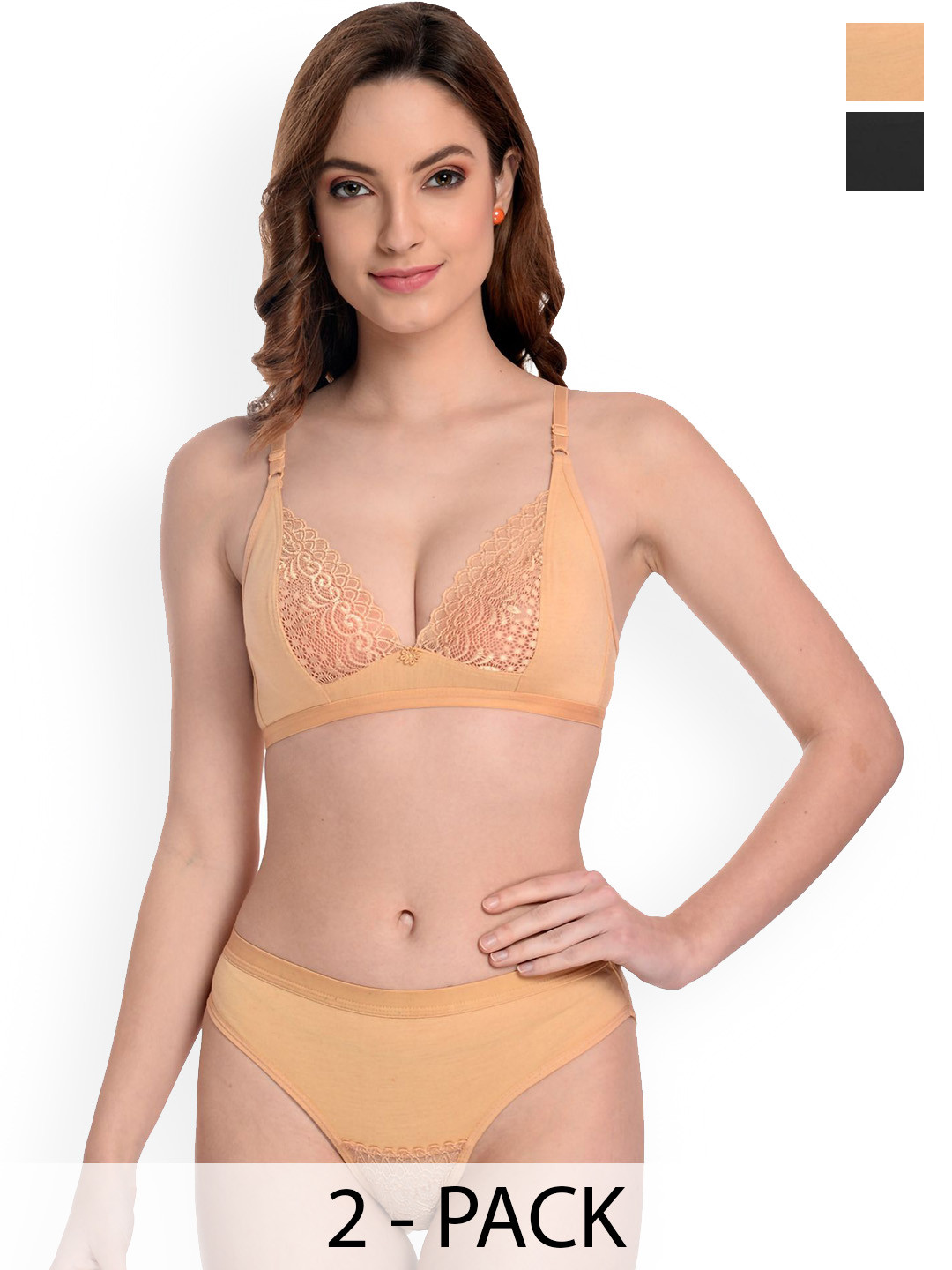 Samvar Pack Of 2 Non-Padded Lingerie Sets A-Yani Set_Bl,Br