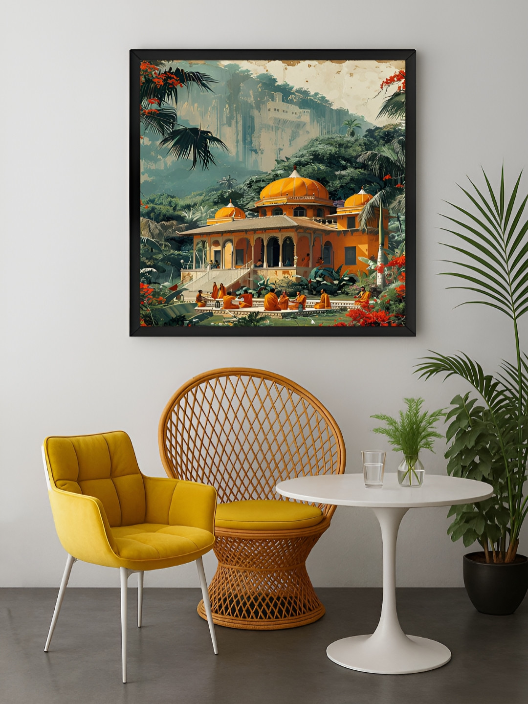 999Store Green & Orange Colored The Golden Temple Printed Canvas Wall Art