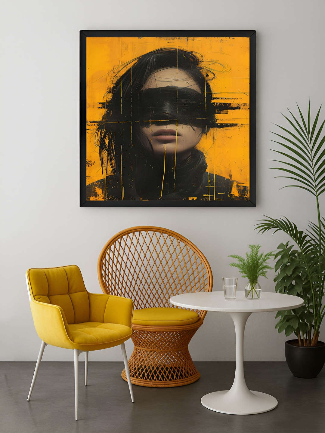 999Store Yellow & Black Shadow Canvas Wall Art