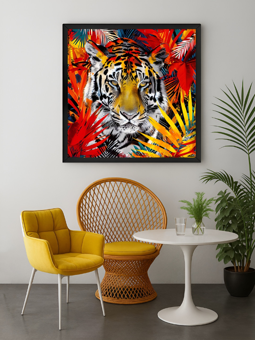 999Store Red & Yellow Tiger Printed Canvas Wall Art