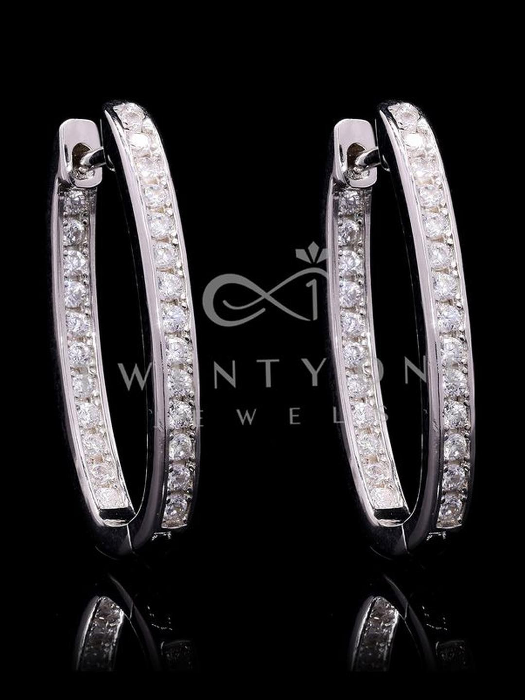 Classic American Diamond Studded Jeniffer Hoops on Pure 925 Silver.