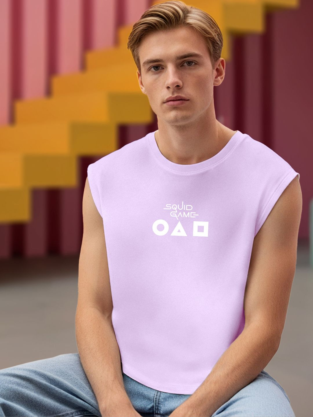 Bewakoof Official Squid Game Merchandise Purple Squid Game 456 Printed Boxy Fit Vest