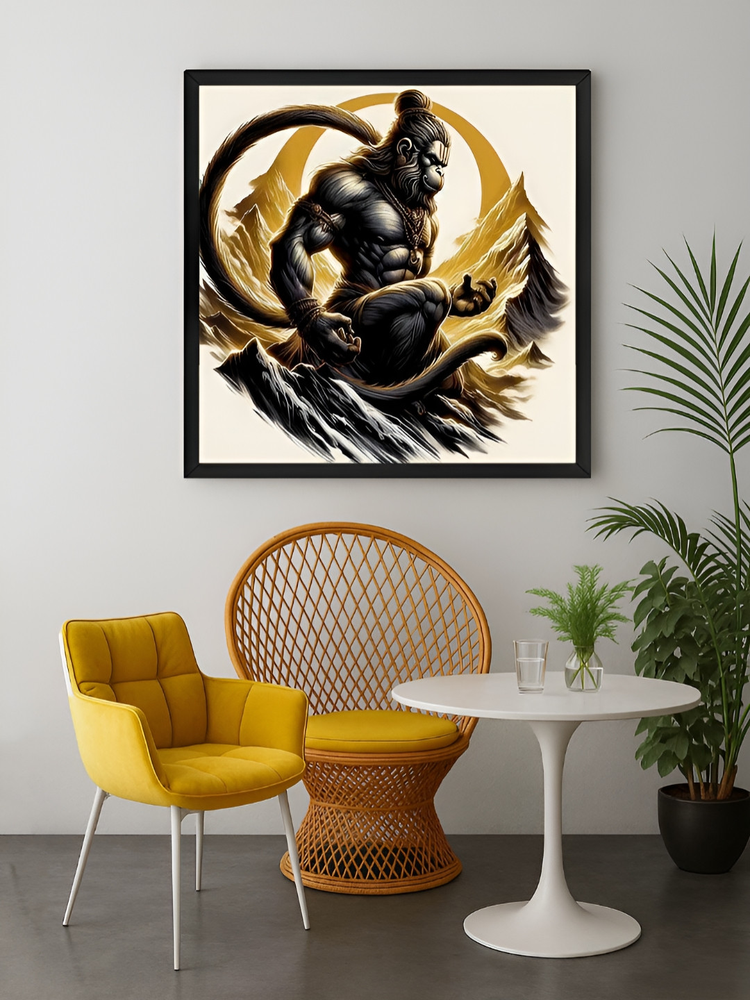 999Store Brown & Black Vigorous Hanuman Religious Canvas Wall Art