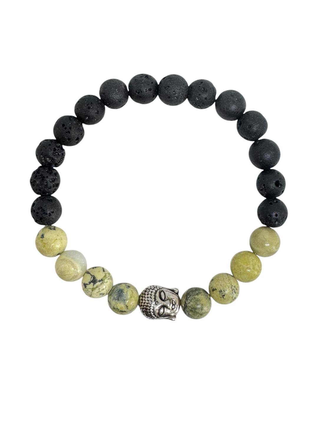 Gems Guru Unisex Yellow Lava Stone Elasticated Handcrafted Ethnic Bracelet